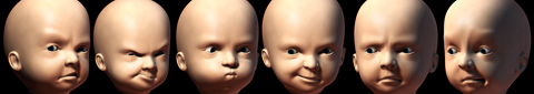 Baby head 3d model with morph targets - facial expressions