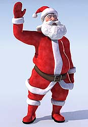 Rigged santa claus 3D model with morph targets.